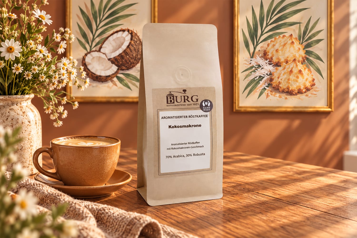 Kokosmakrone 250g, aromatisierter Kaffee