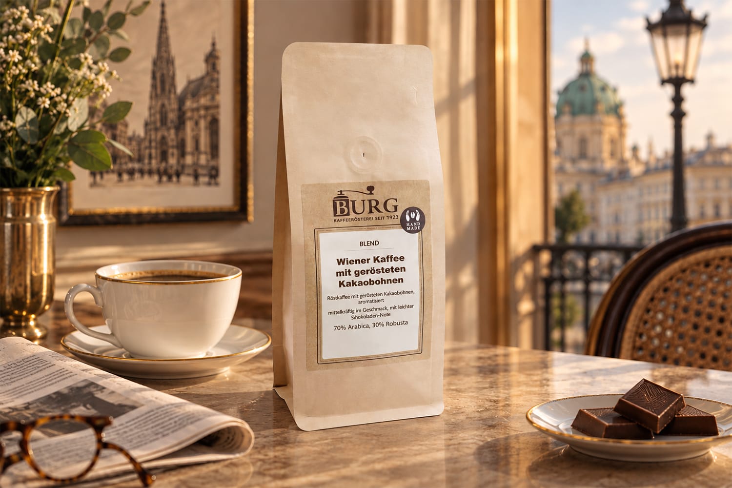 Wiener Kaffee mit gerösteten Kakaobohnen 250g