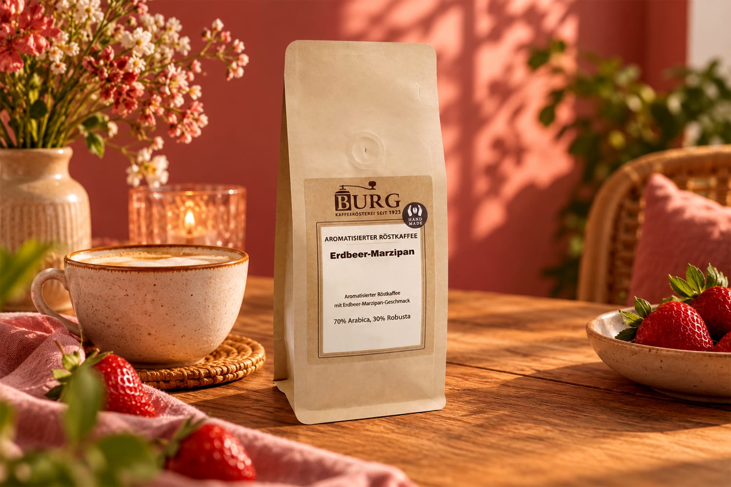 Erdbeer-Marzipan 250g, aromatisierter Kaffee
