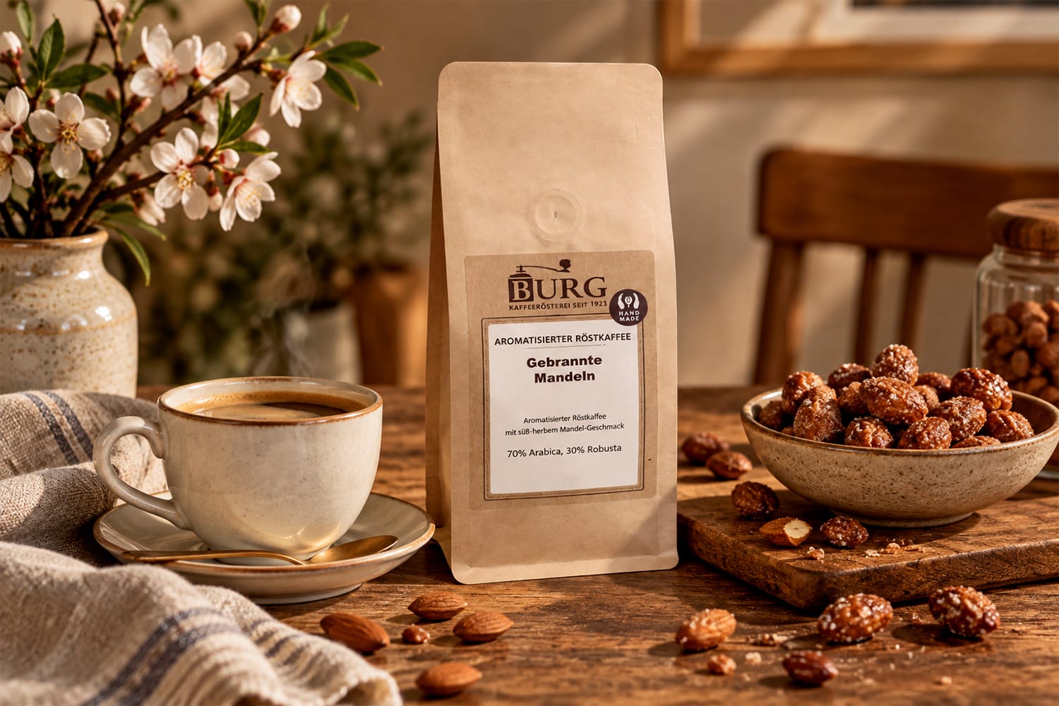 Gebrannte Mandeln 250g, aromatisierter Kaffee